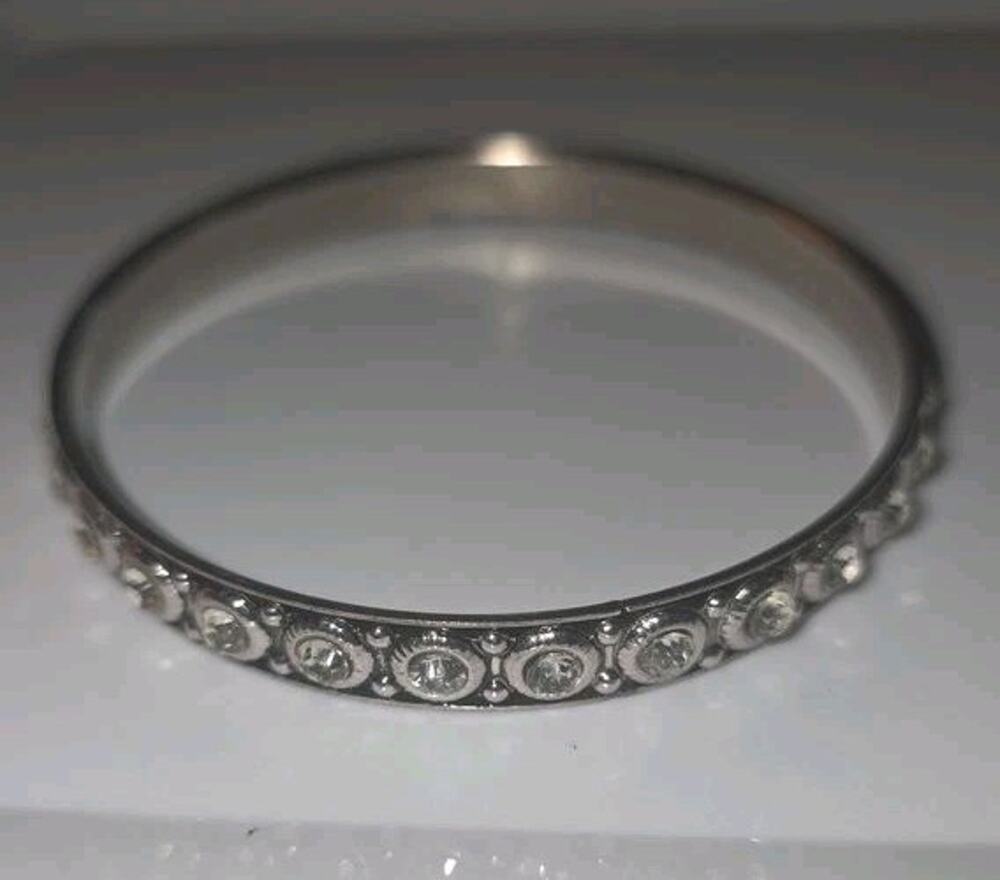 Vintage Silver-Tone Rhinestone Bangle Bracelet